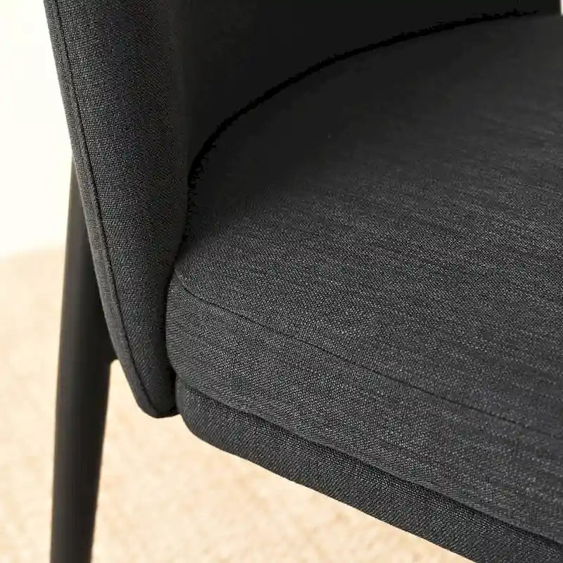 Upholstered Dining Chair Set of 2, Linen Blend Fabric, Foam Padded, Metal Legs, 4 Colors