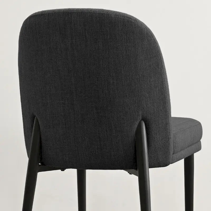 Upholstered Dining Chair Set of 2, Linen Blend Fabric, Foam Padded, Metal Legs, 4 Colors