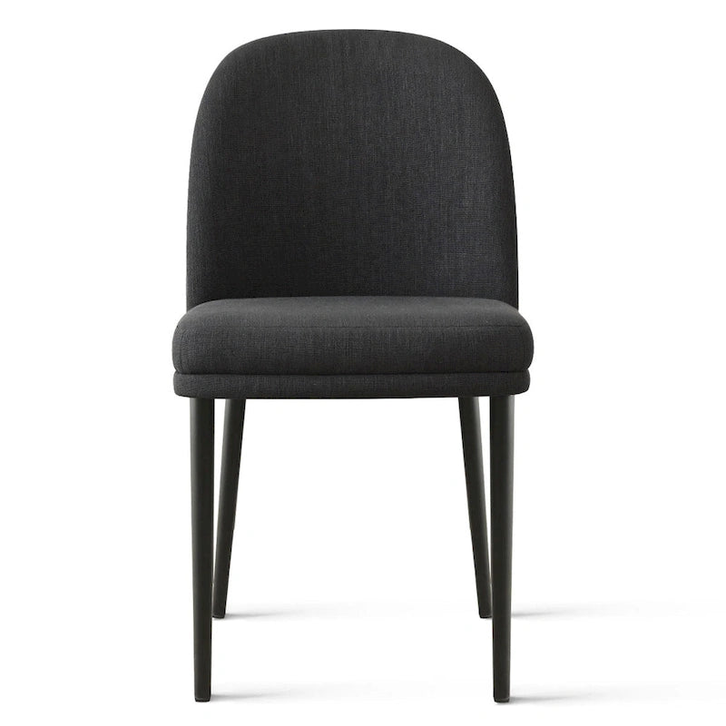 Upholstered Dining Chair Set of 2, Linen Blend Fabric, Foam Padded, Metal Legs, 4 Colors
