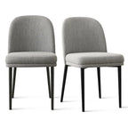 Upholstered Dining Chair Set of 2, Linen Blend Fabric, Foam Padded, Metal Legs, 4 Colors