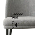 Upholstered Dining Chair Set of 2, Linen Blend Fabric, Foam Padded, Metal Legs, 4 Colors