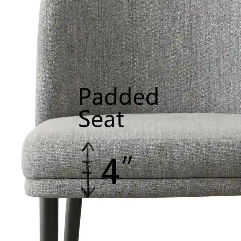 Upholstered Dining Chair Set of 2, Linen Blend Fabric, Foam Padded, Metal Legs, 4 Colors