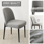 Upholstered Dining Chair Set of 2, Linen Blend Fabric, Foam Padded, Metal Legs, 4 Colors