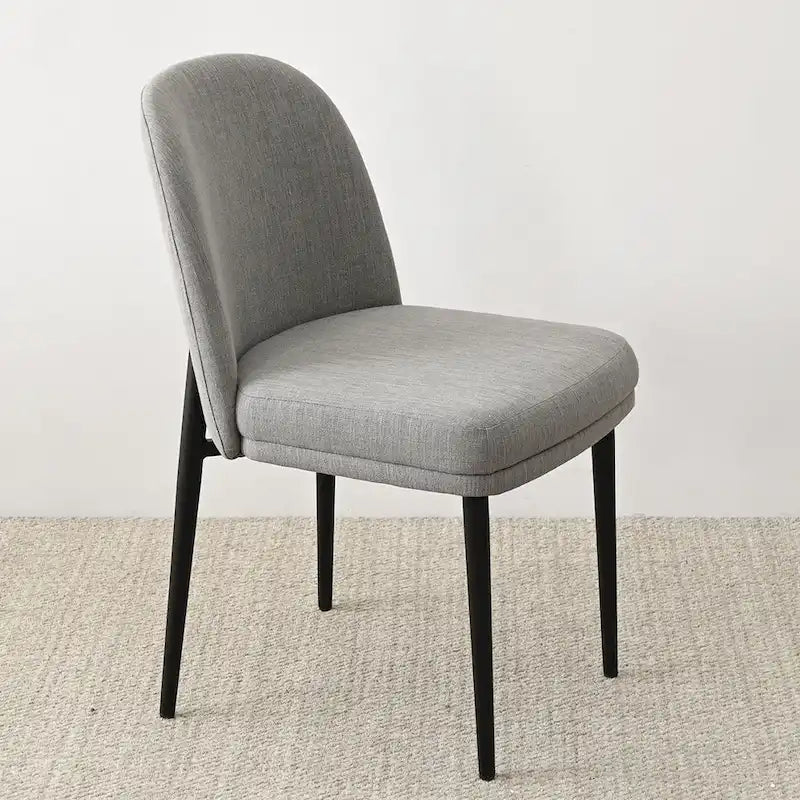 Upholstered Dining Chair Set of 2, Linen Blend Fabric, Foam Padded, Metal Legs, 4 Colors