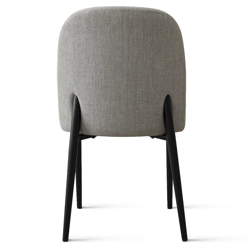 Upholstered Dining Chair Set of 2, Linen Blend Fabric, Foam Padded, Metal Legs, 4 Colors