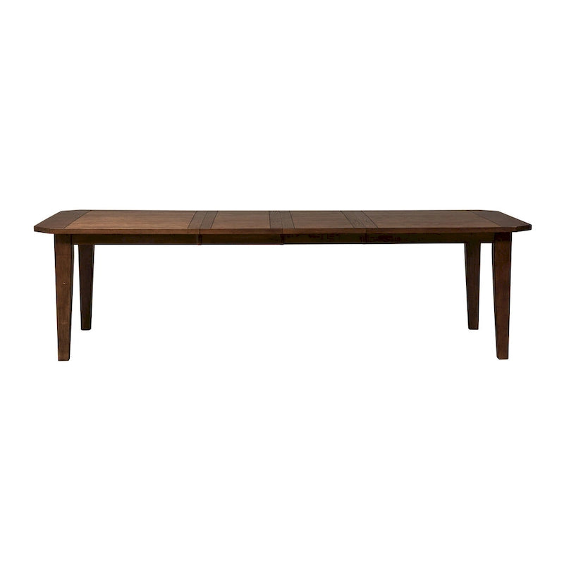 6-Piece Rectangular Dining Table Set with Bench, Rubberwood & Oak, Tobacco & Black Finish