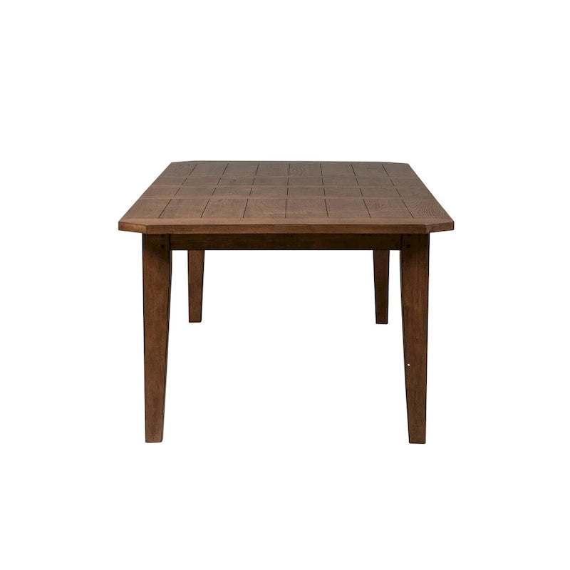 6-Piece Rectangular Dining Table Set with Bench, Rubberwood & Oak, Tobacco & Black Finish