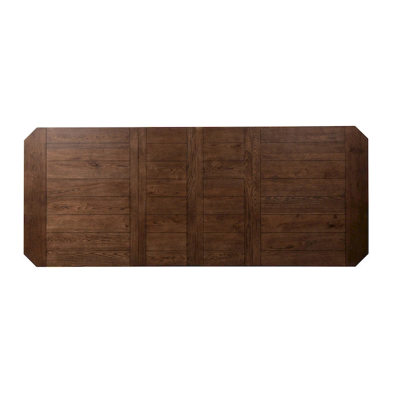 6-Piece Rectangular Dining Table Set with Bench, Rubberwood & Oak, Tobacco & Black Finish