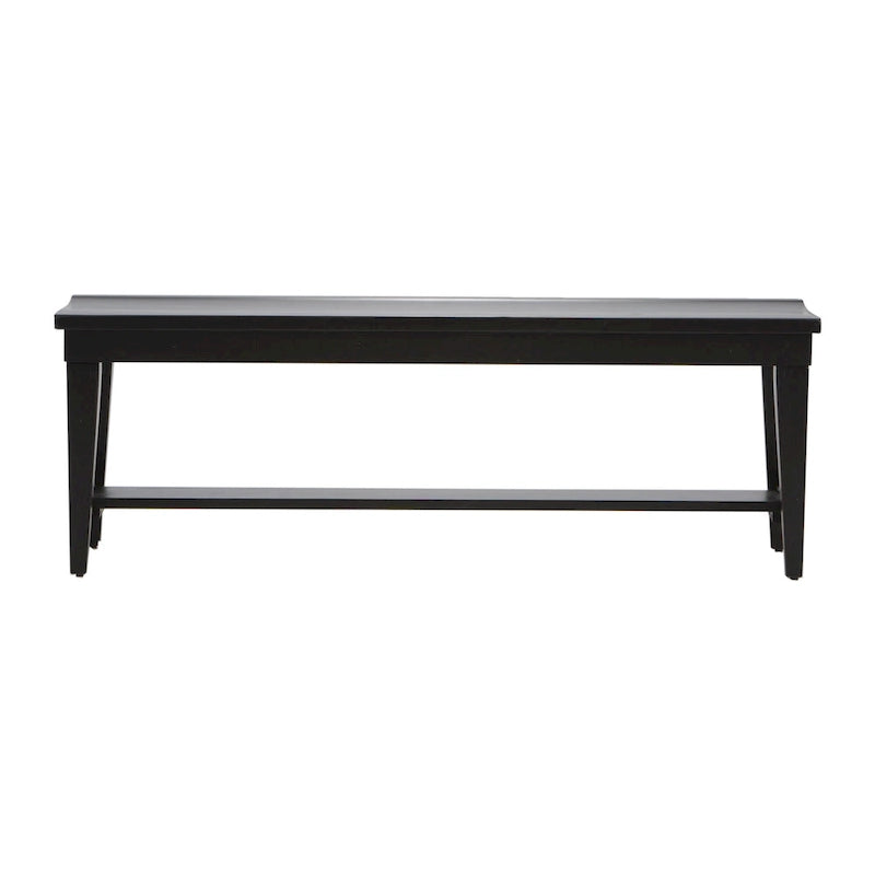 6-Piece Rectangular Dining Table Set with Bench, Rubberwood & Oak, Tobacco & Black Finish