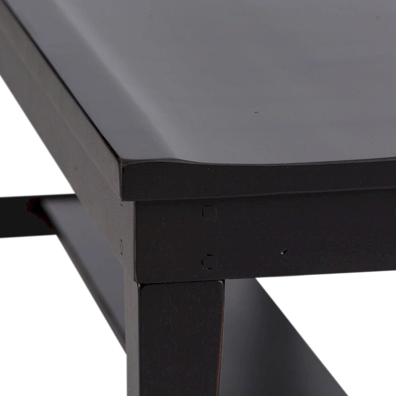 6-Piece Rectangular Dining Table Set with Bench, Rubberwood & Oak, Tobacco & Black Finish