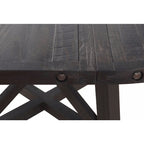 Round Solid Pine Extension Dining Table, Industrial Style, Distressed Black Finish, 54"-72"W x 30"H