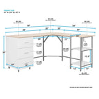 L-Shaped Home Office Desk with 3 Drawers, Adjustable Shelf & Steel Frame | 88 lb Capacity