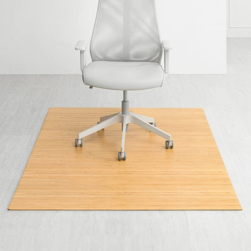 Bamboo Chair Mat 72x48 Inch, Eco-Friendly Office Floor Protector for Hard Floors & Low-Pile Carpet