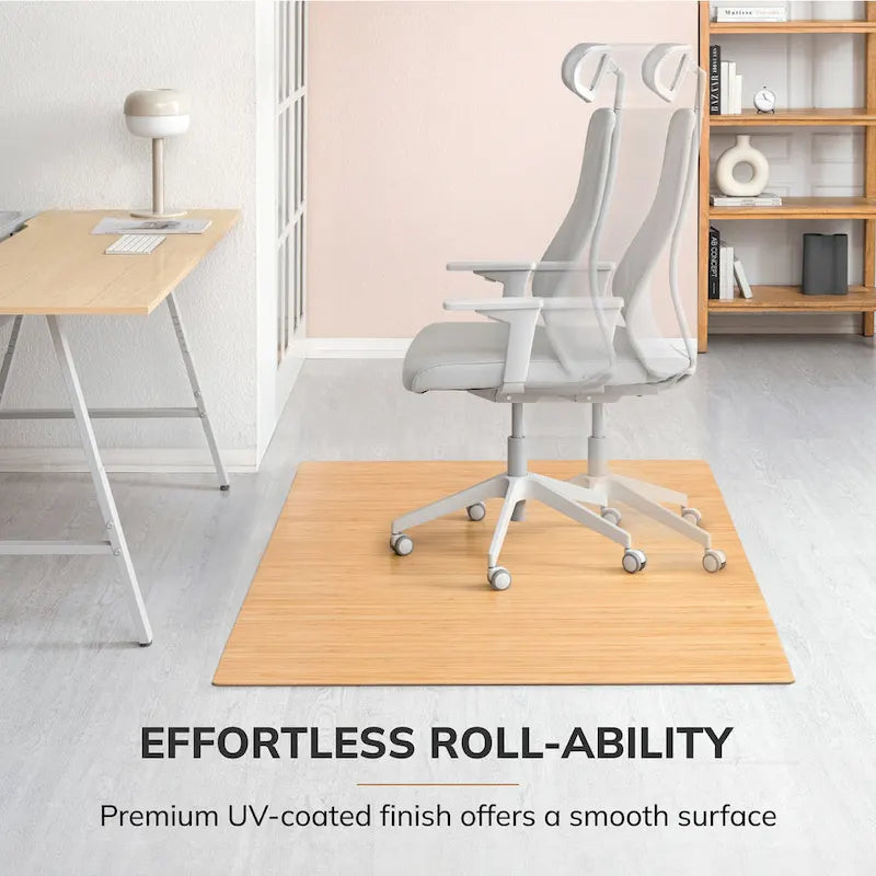 Bamboo Chair Mat 72x48 Inch, Eco-Friendly Office Floor Protector for Hard Floors & Low-Pile Carpet