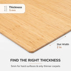 Bamboo Chair Mat 72x48 Inch, Eco-Friendly Office Floor Protector for Hard Floors & Low-Pile Carpet