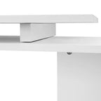 L-Shaped Corner Desk with Rotating Design, 2-Tier S-Shelf & 2 Storage Cubbies, Engineered Wood, White