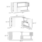 L-Shaped Corner Desk with Rotating Design, 2-Tier S-Shelf & 2 Storage Cubbies, Engineered Wood, White