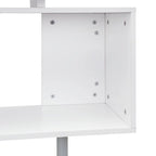 L-Shaped Corner Desk with Rotating Design, 2-Tier S-Shelf & 2 Storage Cubbies, Engineered Wood, White