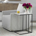  Black Metal and White Marble Accent Table