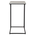 Black Metal Frame Side Table with White Marble Top, Open Shelf, Modern Industrial Style