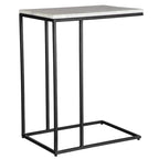 Black Metal Frame Side Table with White Marble Top, Open Shelf, Modern Industrial Style