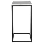 Black Metal Frame Side Table with White Marble Top, Open Shelf, Modern Industrial Style