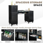 Embossed Particle Board Tempered Glass 55 W Manicure Table