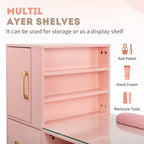 Embossed Particle Board Tempered Glass 55 W Manicure Table