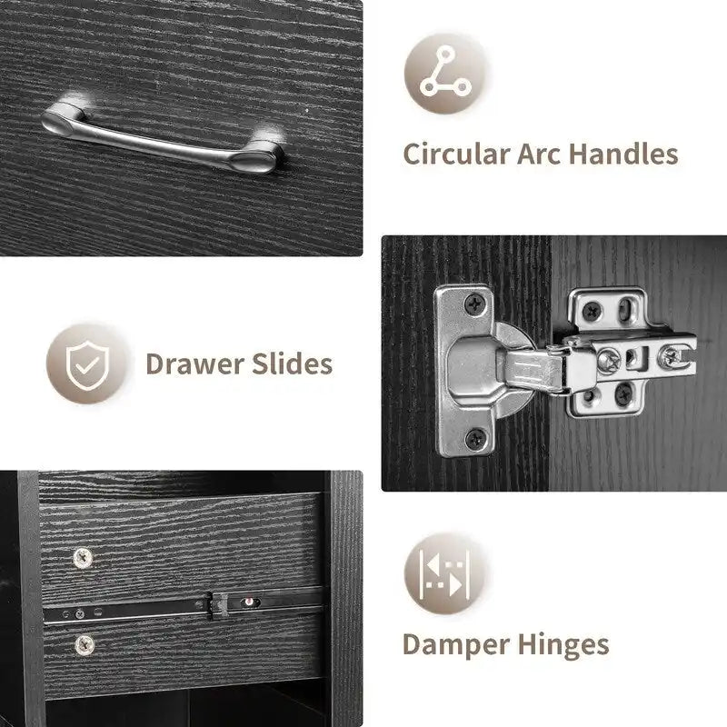 Embossed Particle Board Tempered Glass 55 W Manicure Table