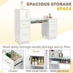 Embossed Particle Board Tempered Glass 55 W Manicure Table