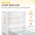 Embossed Particle Board Tempered Glass 55 W Manicure Table