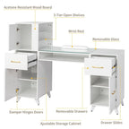 Embossed Particle Board Tempered Glass 55 W Manicure Table