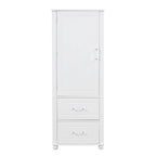 61" Tall Bathroom Storage Cabinet with 2 Drawers, Adjustable Shelf & Anti-Tip, MDF, White