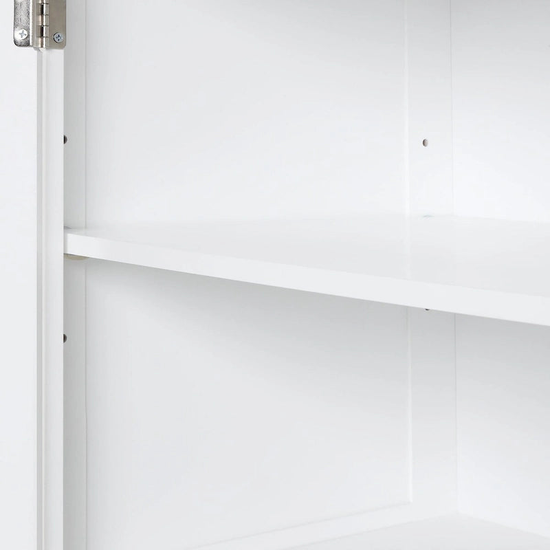 61" Tall Bathroom Storage Cabinet with 2 Drawers, Adjustable Shelf & Anti-Tip, MDF, White