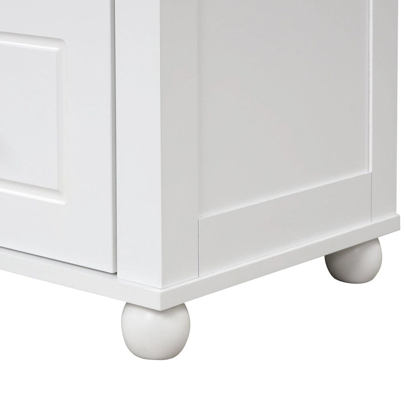 61" Tall Bathroom Storage Cabinet with 2 Drawers, Adjustable Shelf & Anti-Tip, MDF, White