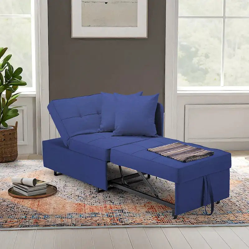 Convertible Sleeper Sofa Chair Bed, 3-in-1 Faux Linen, 5-Position Adjustable Backrest, 400 lbs