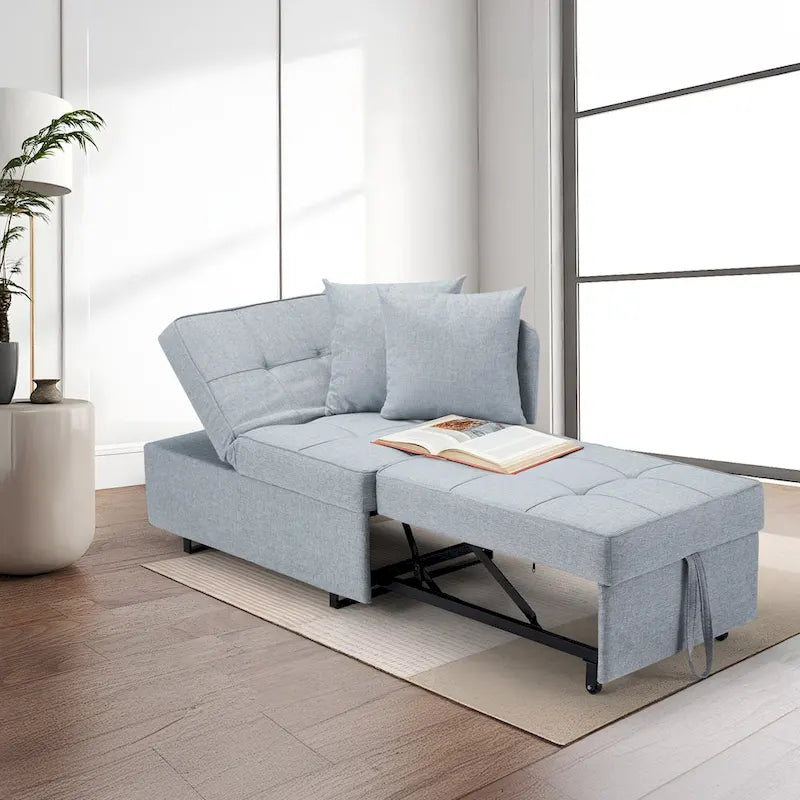 Convertible Sleeper Sofa Chair Bed, 3-in-1 Faux Linen, 5-Position Adjustable Backrest, 400 lbs