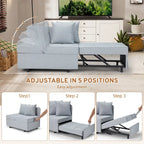 Convertible Sleeper Sofa Chair Bed, 3-in-1 Faux Linen, 5-Position Adjustable Backrest, 400 lbs