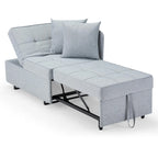 Convertible Sleeper Sofa Chair Bed, 3-in-1 Faux Linen, 5-Position Adjustable Backrest, 400 lbs