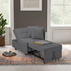 Convertible Sleeper Sofa Chair Bed, 3-in-1 Faux Linen, 5-Position Adjustable Backrest, 400 lbs