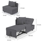 Convertible Sleeper Sofa Chair Bed, 3-in-1 Faux Linen, 5-Position Adjustable Backrest, 400 lbs
