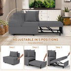 Convertible Sleeper Sofa Chair Bed, 3-in-1 Faux Linen, 5-Position Adjustable Backrest, 400 lbs