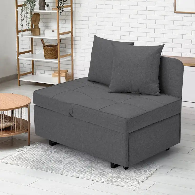 Convertible Sleeper Sofa Chair Bed, 3-in-1 Faux Linen, 5-Position Adjustable Backrest, 400 lbs