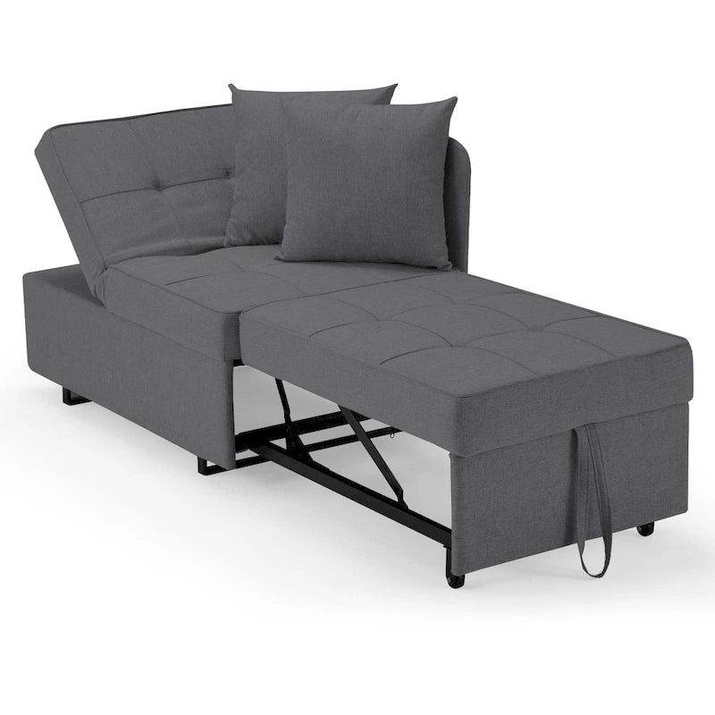 Convertible Sleeper Sofa Chair Bed, 3-in-1 Faux Linen, 5-Position Adjustable Backrest, 400 lbs