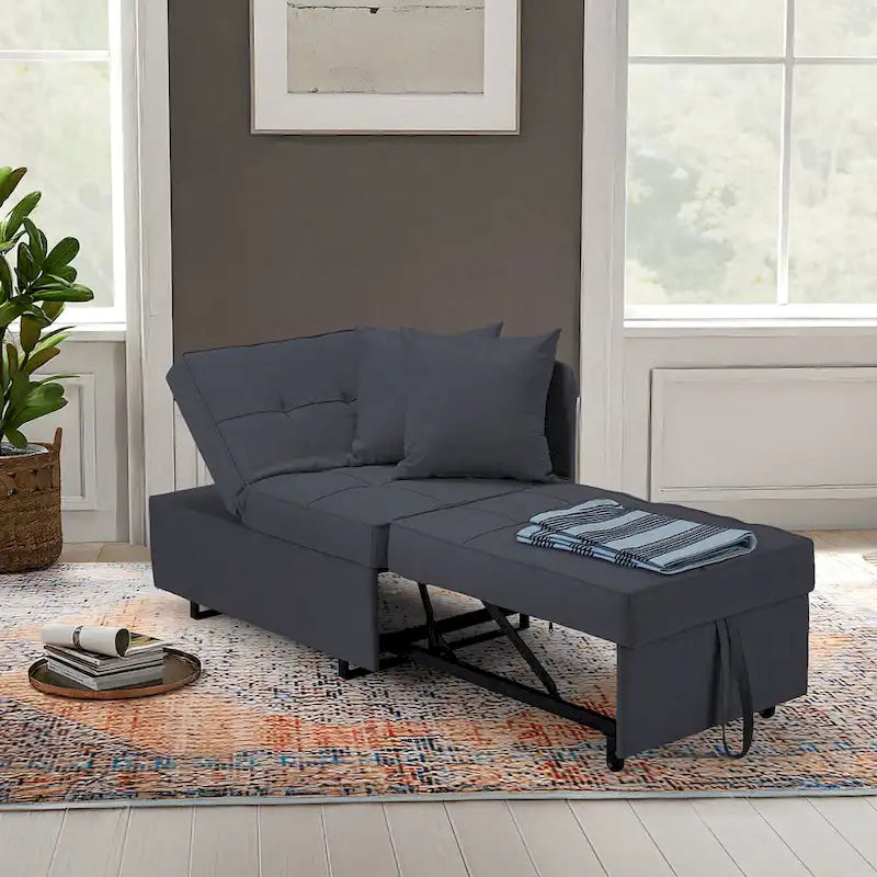 Convertible Sleeper Sofa Chair Bed, 3-in-1 Faux Linen, 5-Position Adjustable Backrest, 400 lbs