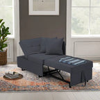 Convertible Sleeper Sofa Chair Bed, 3-in-1 Faux Linen, 5-Position Adjustable Backrest, 400 lbs