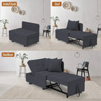 Convertible Sleeper Sofa Chair Bed, 3-in-1 Faux Linen, 5-Position Adjustable Backrest, 400 lbs