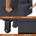 Convertible Sleeper Sofa Chair Bed, 3-in-1 Faux Linen, 5-Position Adjustable Backrest, 400 lbs