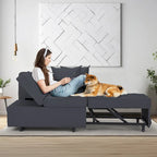 Convertible Sleeper Sofa Chair Bed, 3-in-1 Faux Linen, 5-Position Adjustable Backrest, 400 lbs