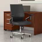 Mid Back Bonded Leather Office Chair, Adjustable Height & Armrests, 275 lbs, Chrome Base
